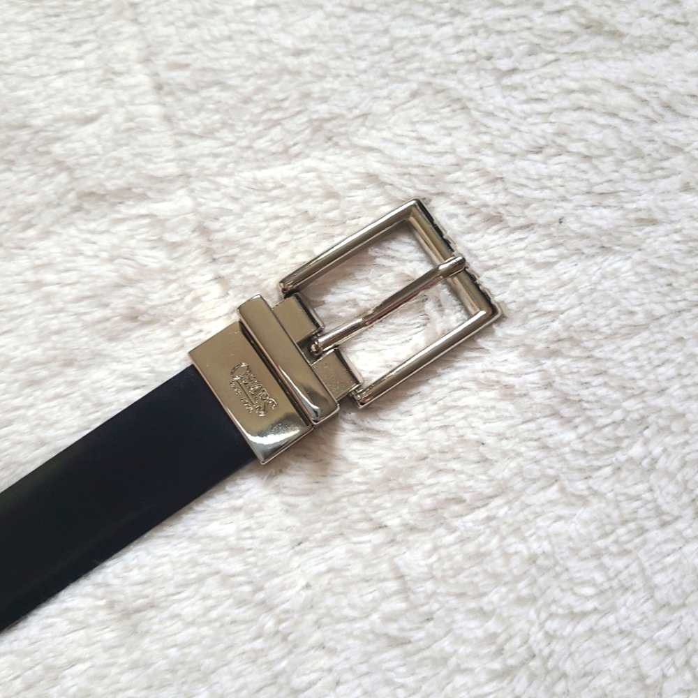 Black/brown and silver reversible chaps belt